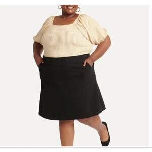 Betabrand A-Line Ponte Skort Stretch Skirt Womens Size XXL Black Work Casual